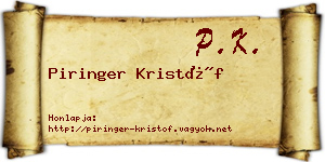 Piringer Kristóf névjegykártya